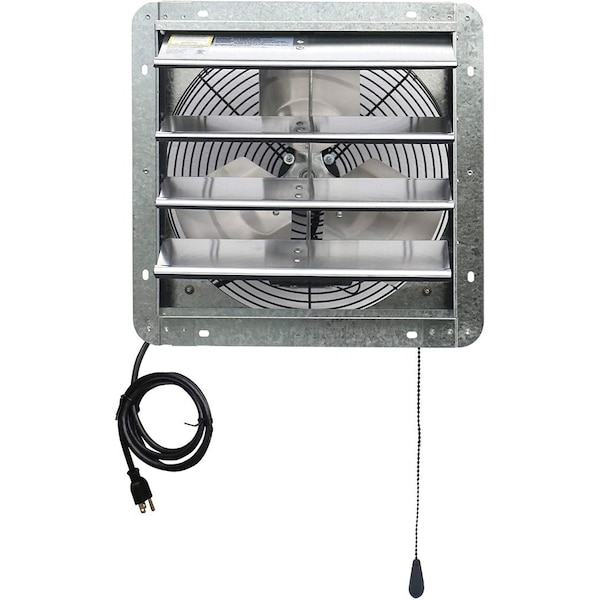 Iliving Silver 14 inch Shutter Exhaust Attic Garage Grow Fan with 3 Speed Thermostat 6 ft. 3 Plugs Cord ILG8SF14V-T - main